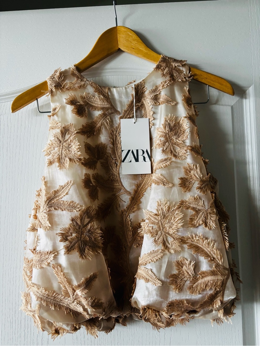 Zara Cream Tunic with Tan Floral Embroidery